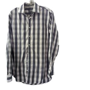 Calibrate button up blue & gray checked shirt Size 16-34/35 GUC